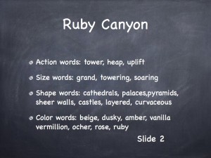 Word Categories for describing Ruby Canyon